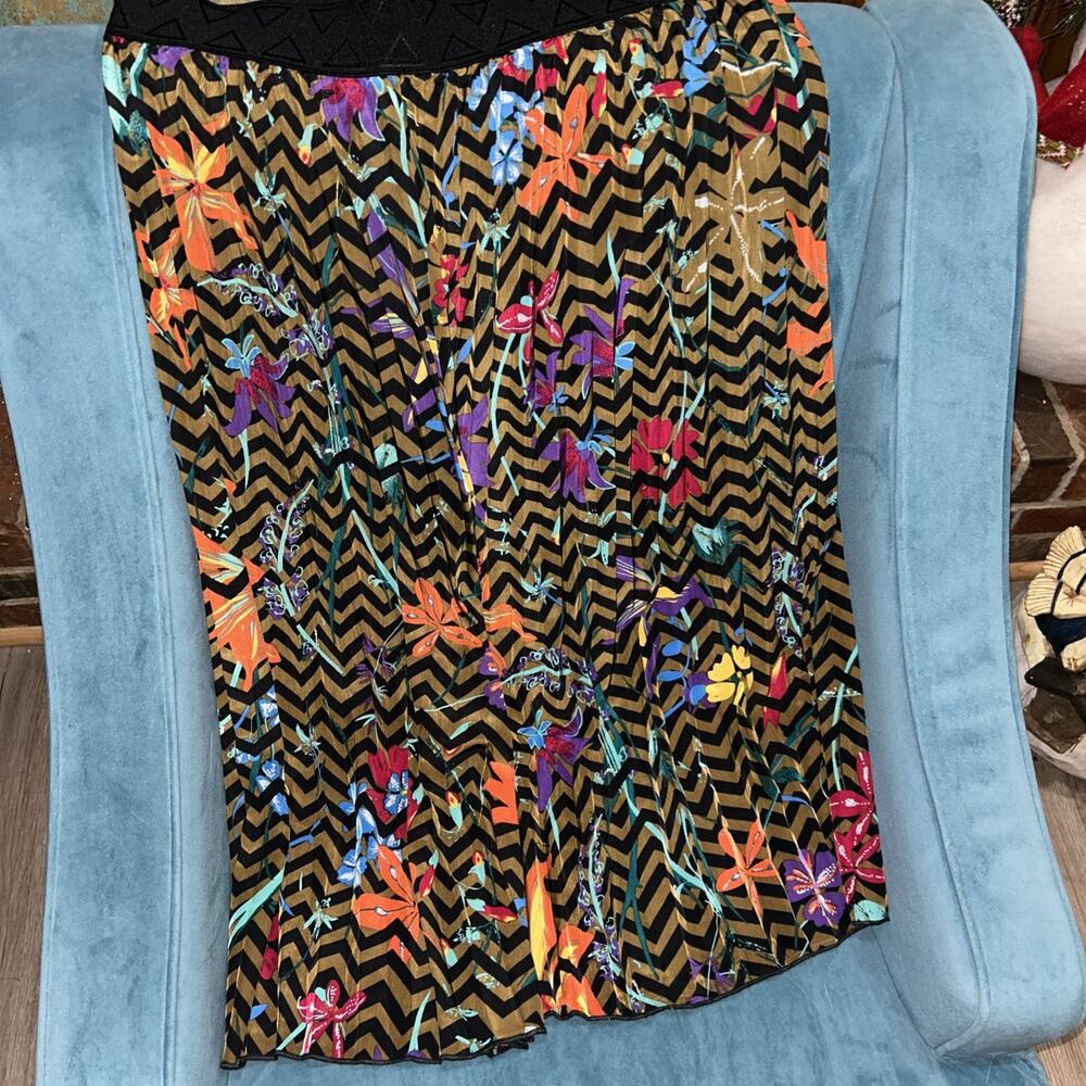 LuLaRoe Large Skirt Elastic Waistband Midi Lining Floral ~ Church / Work E1